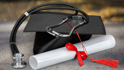 Stethoscope and graduation cap