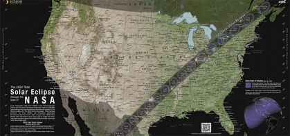 NASA map of the US showing the path of totality of the April 8 solar eclipse