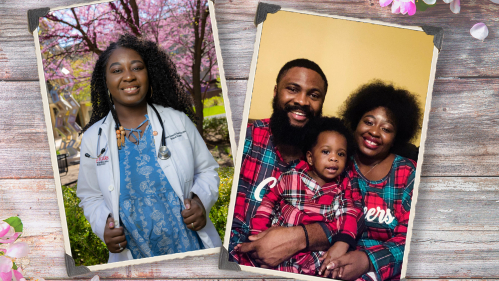 Nnenna Ukenna-Izuwa alone in a collage and with her family