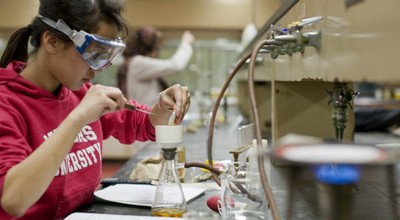 student in lab
