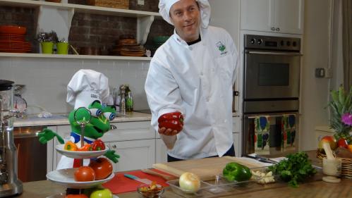 Christopher Ackerman teams up with Coqui the Chef to teach urban children how to cook nutritious recipes from inexpensive ingredients found in their neighborhood stores.