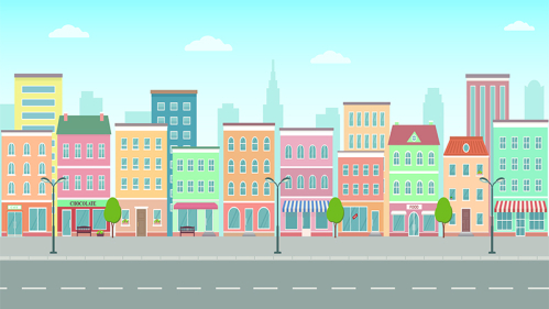 Street view of local businesses