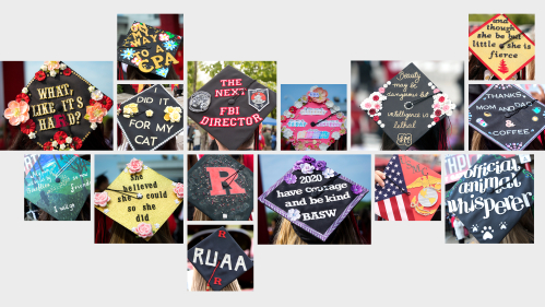Collage of decorated mortar boards