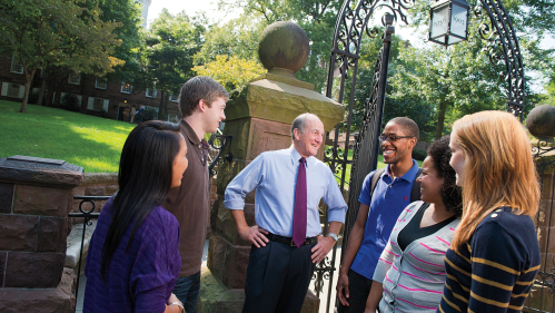 President Barchi with students