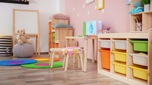 Empty preschool classroom