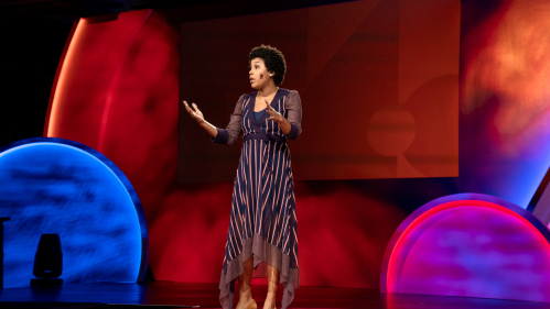 Whitney Pennington Rodgers on stage at TEDWomen