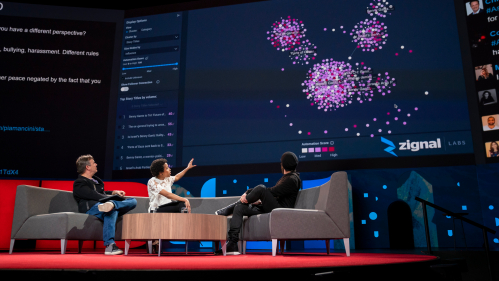 Chris Anderson and Whitney Pennington Rodgers speak with Jack Dorsey at TED2019: Bigger Than Us