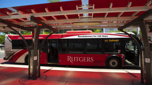 Rutgers bus on New Brunswick campus