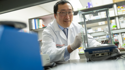 William Hu in his lab