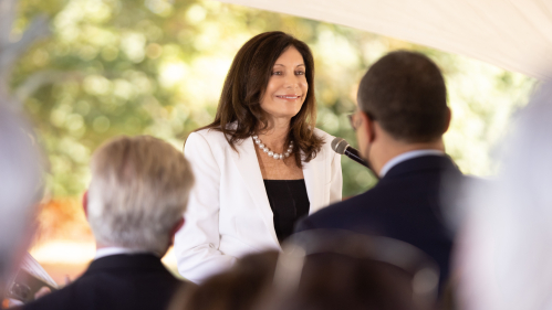 Marlene Brandt speaking during the groundbreaking for the Brandt Behavioral Health Treatment Center and Residence