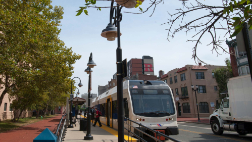 Cooper Street light rail station on the Camden Campus.