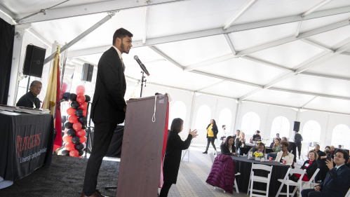 Ryan Hemnarine speaks during the Beloved Community Awards ceremony