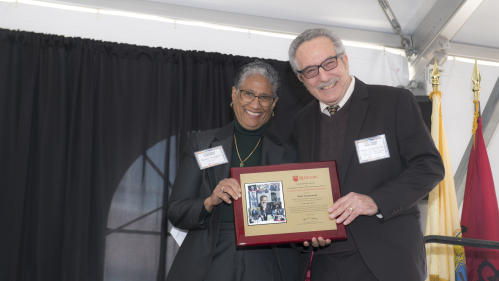Denise Rodgers with Clement A. Price Human Dignity Award recipient Peter Guarnaccia at the Beloved Community Awards