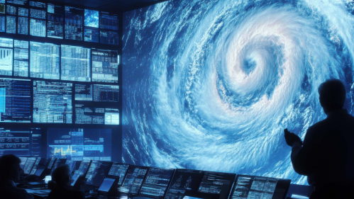 Climate researchers looking at data