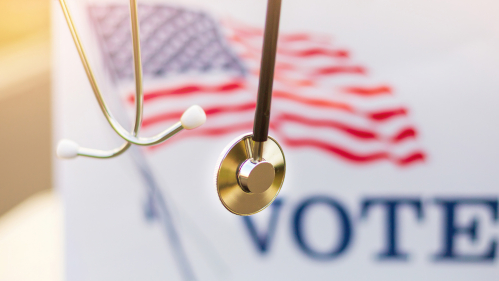 american flag and a stethoscope 