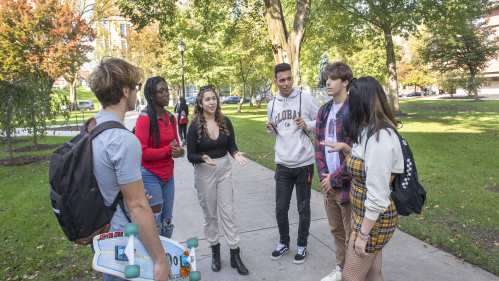 Students on voorhees mall