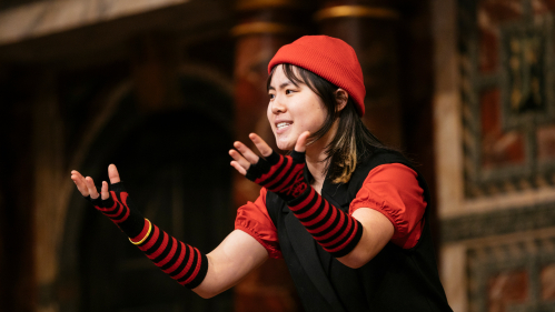 A Mason Gross School of the Arts student during a theatre production.