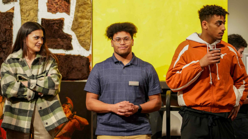 Divon Pender (center), a 2023 Rutgers–New Brunswick graduate, attended last year’s alumni mixer and symposium at the Zimmerli Art Museum as part of Access Week.