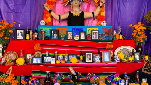 Dia de los Muertos alter to honor deceased ancestors.