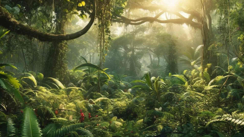 Thick foliage and dense rainforest