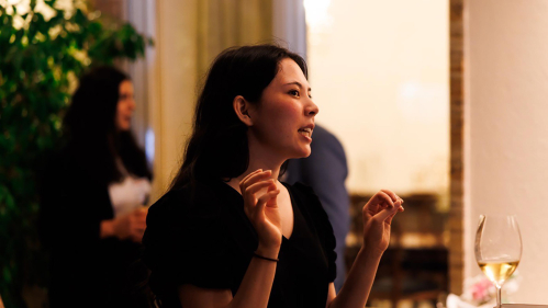 Rutgers graduate Emily Trujillo attended a Fulbright orientation event at the Vienna residence of the U.S. ambassador to Austria on Sept. 18.