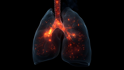 Inflammed lung illustration