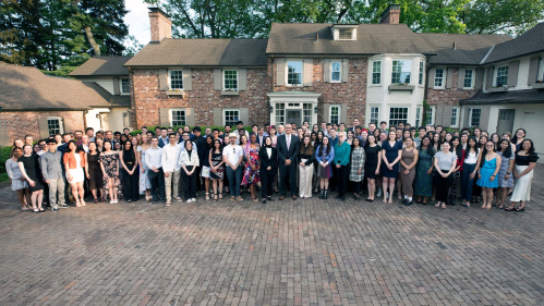 President Holloway poses with Matthew Leydt Inductees 