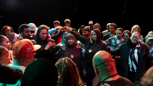The theater-based course for students returning home after incarceration culminates in a public rite of passage in the black box theater at Newark’s New Jersey Performing Arts Center.