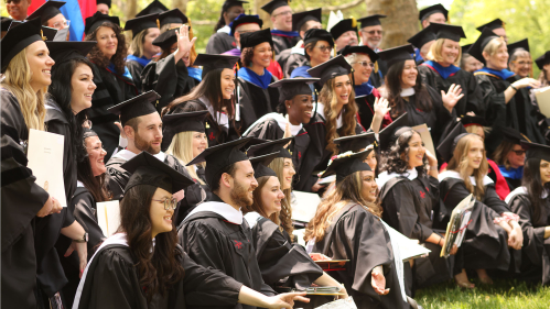 GSAPP students sitting together during commencement