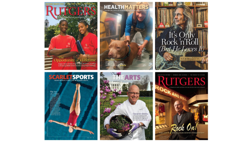 Six pages from various issues of Rutgers Magazine