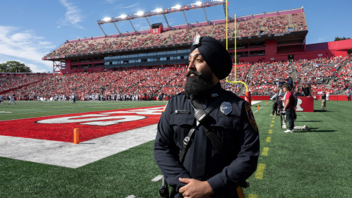 Gurwinder Singh at SHI Stadium on duty