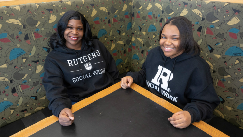 (l. to r.) Latonya Johnson (SSW '24), Rutgers Mental Health Specialist, and her daughter Laila Birchett (SSW '24) are graduating together this May