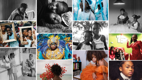 images from "Picturing Black Girlhood: Moments of Possibility" an international exhibition on view during the spring at Express Newark in Newark.
