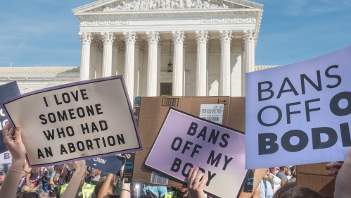 Protestors at Supreme Court after Dobbs decision