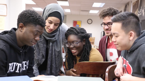 A group of students collaborating on a project.