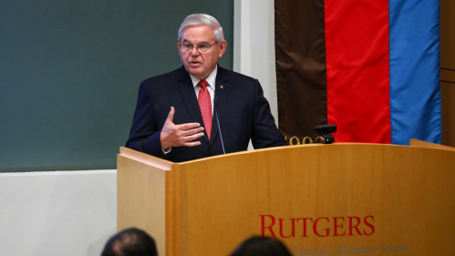 U.S. Sen. Bob Menendez spoked Friday during the Gov. James J. Florio Distinguished Visiting Scholar in Public Policy lecture at Rutgers University-New Brunswick.