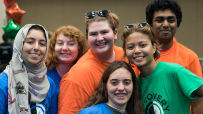 Rutgers students pose for a picture.