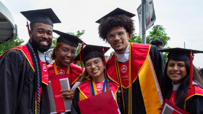 Rutgers University Newark students during commencement celebration