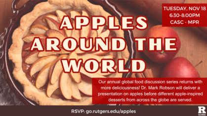 apple pie and apples spread out on a table