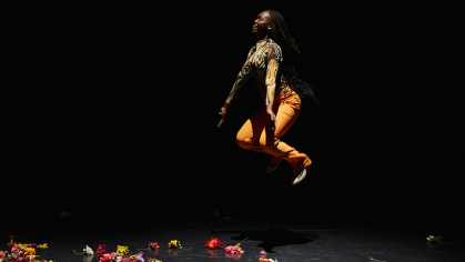 mason gross student performing dance on stage