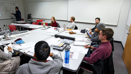 Rutgers students in class