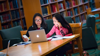 Students studying in the library