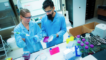 Rutgers students in a lab