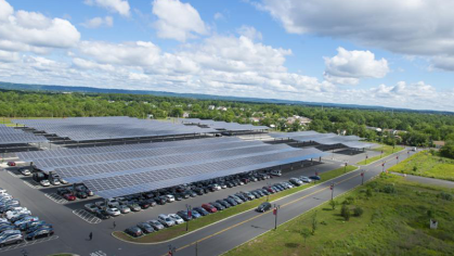 Rutgers solar power array over Livingston parking lot
