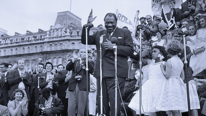 Paul Robeson speaking at an event