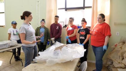Kimberlee Moran and students working on Arch Street Project