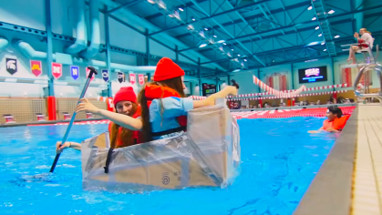 Cardboard canoe video screengrab