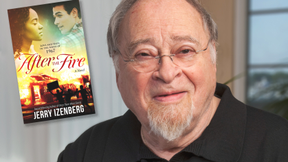 Jerry Izenberg with his first novel