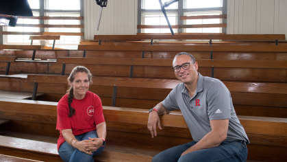 Rebecca J. Potosky (SEBS '07) and President Jonathan Holloway