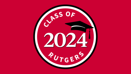 Class of 2024 badge on red backround 